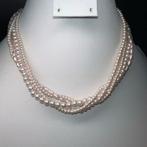 Vintage Faux Pearl Twisted Multi Strand Necklace